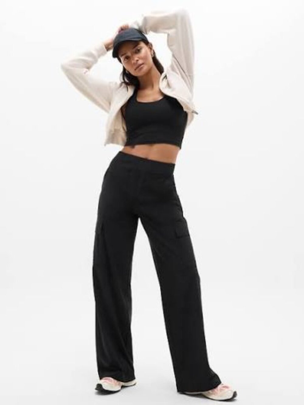 Athleta Brooklyn Heights High Rise Wide Leg Cargo Pants, Black